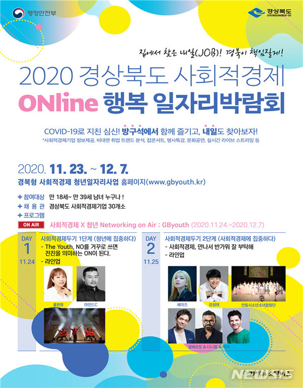 '2020 경북 사회적경제 온라인 행복일자리 박람회' 포스터. 제공=경북도