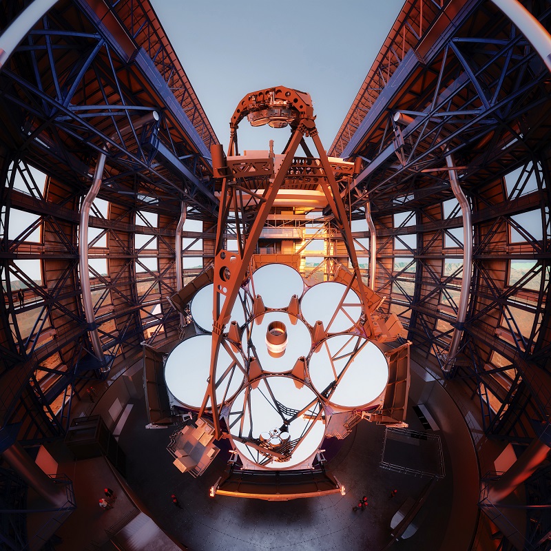 거대마젤란망원경(GMT) 완성 모습(예상도). 지름 8.4m의 거대한 반사경 7장이 특징이다 (사진=한국천문연구원)