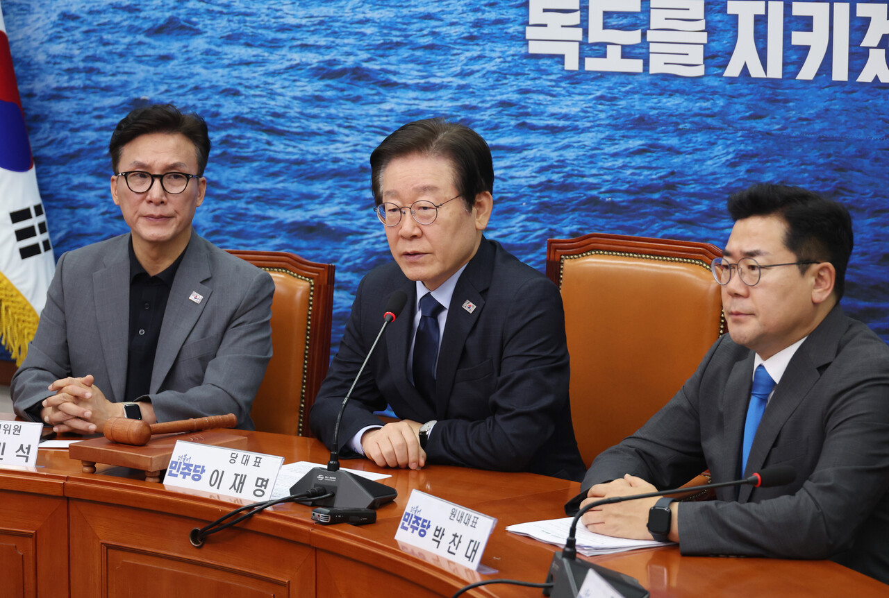 이재명 더불어민주당 대표가 6일 서울 여의도 국회에서 열린 당 최고위원회의에서 발언하고 있다. /사진=뉴시스