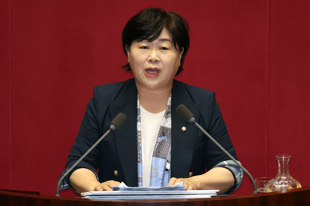 서영교 더불어민주당 의원이 9일 오후 서울 여의도 국회에서 열린 제418회국회(정기회) 제4차 본회의 대정부질문(정치)에서 발언하고 있다. /사진=뉴시스