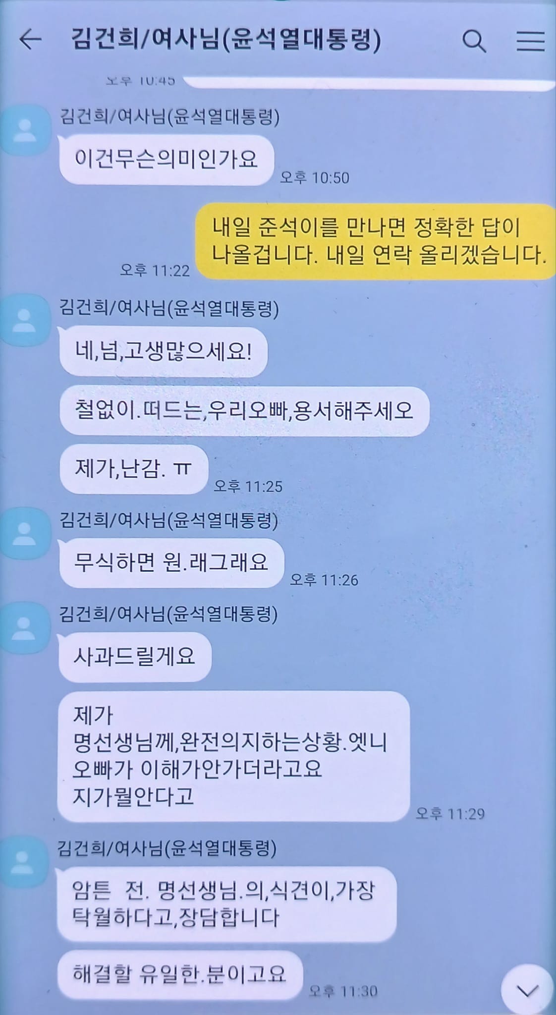 명태균 씨가 김건희 여사와 주고 받았다는 문자를 15일 공개했다. /사진=명태균 페이스북 갈무리〉