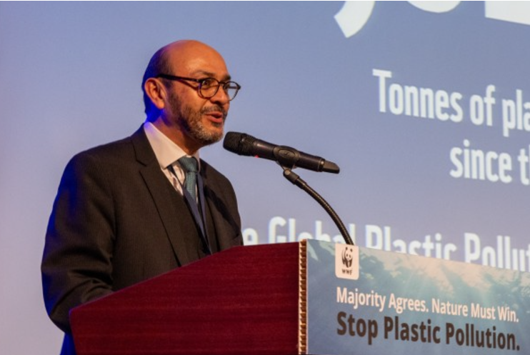 지난 11월 24일 WWF고위급 이해관계자 행사에서 환영사를 하는 루이스바야스 발디비에소 INC의장 / 사진=WWF 홈페이지 갈무리