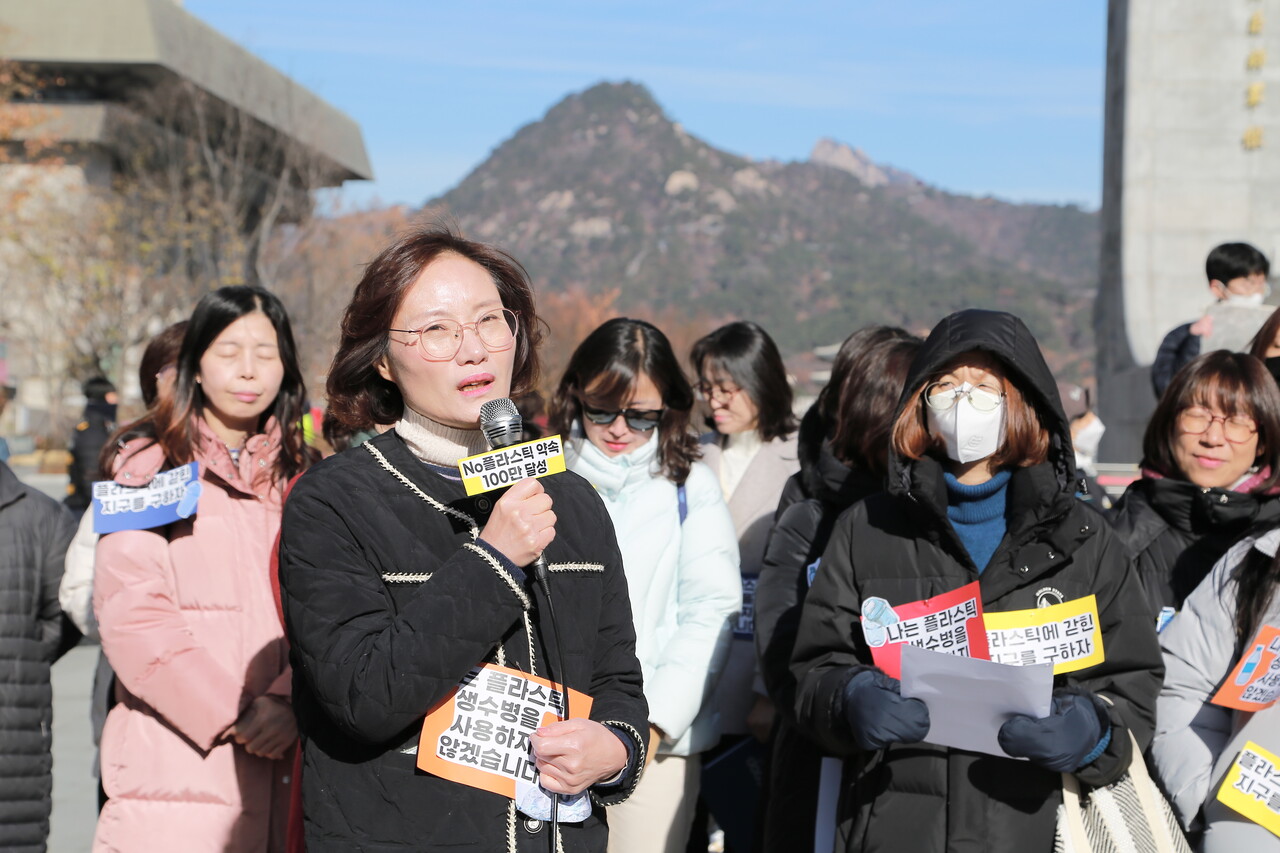 신미경 아이쿱생협 회장이 발언을 하고 있다. / 2024. 12. 3. 이수진 에디터