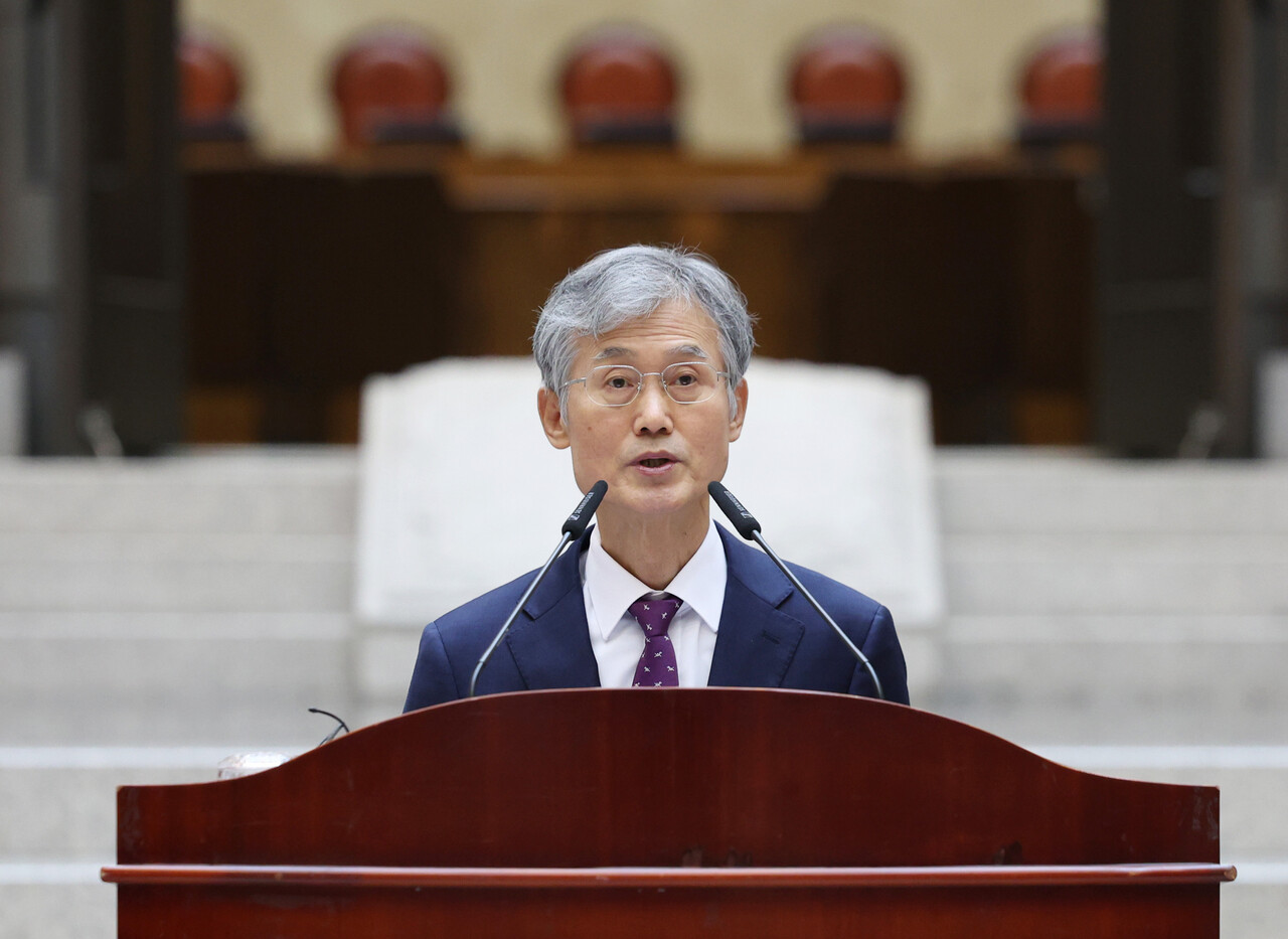 조희대 대법원장이 2일 오전 서울 서초구 대법원에서 열린 시무식에서 시무식사를 하고 있다. 2025.01.02./뉴시스