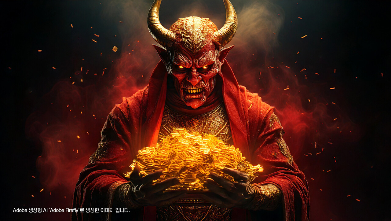 '탐욕하되 착취하지마라.'   일러스트레이션=노춘석 디자이너. 생성형 AI로 '플레오넥시아'를 이미지화했다.  