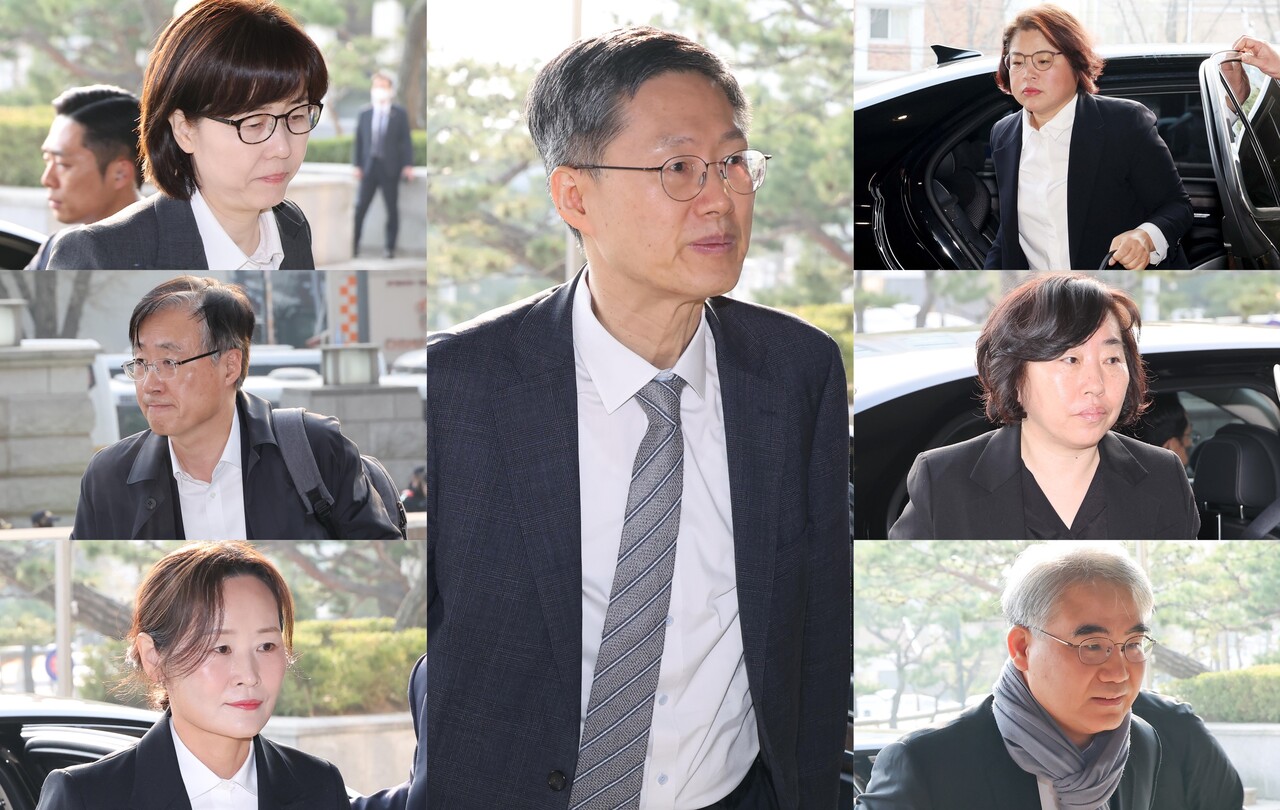 왼쪽 위부터 이미선·김형두·정정미, 가운데 문 대행, 오른쪽 위부터 김복형·정계선·조한창 헌법재판관. / 사진=뉴시스