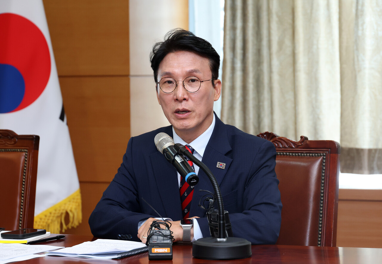 김민석 국무총리 후보자가 13일 오전 서울 종로구 금융감독원 연수원에 마련된 인사청문회 준비사무실에서 열린 '밥상물가 안정을 위한 경청 간담회'에서 발언하고 있다. (공동취재)/뉴시스