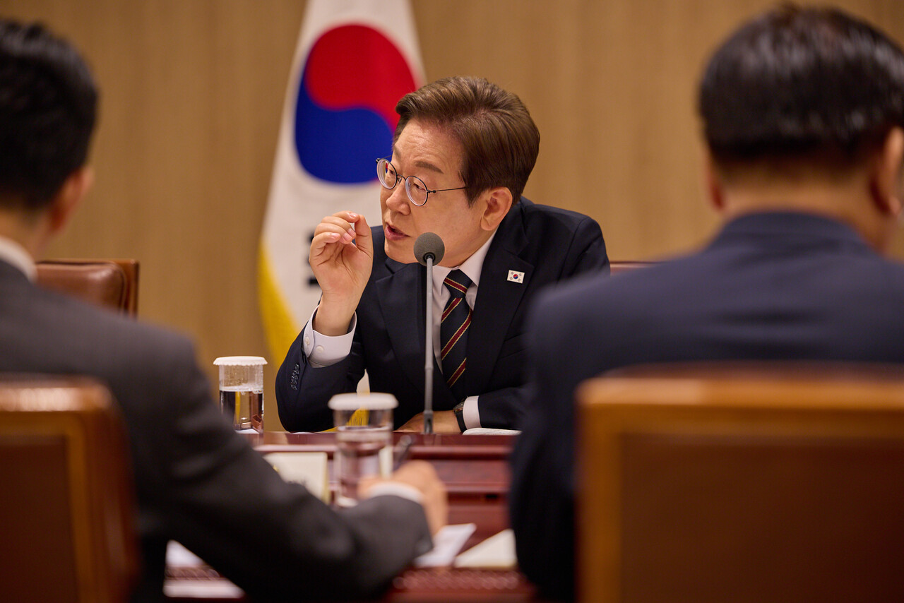 이재명 대통령이 9일 서울 용산구 대통령실 청사에서 열린 2차 비상경제점검 태스크포스(TF)회의에서 발언하고 있다. (사진=대통령실 제공) 2025.06.09./뉴시스