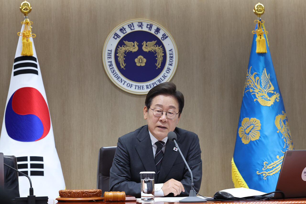 이재명 대통령이 19일 서울 용산구 대통령실 청사에서 열린 국무회의에서 발언하고 있다. /사진=대통령실통신사진기자단